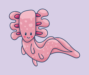 Axolotl in kawaii style, cute cartoon character
