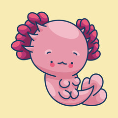 Axolotl in kawaii style, cute cartoon character

