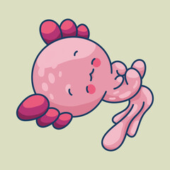 Axolotl in kawaii style, cute cartoon character
