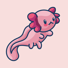 Axolotl in kawaii style, cute cartoon character
