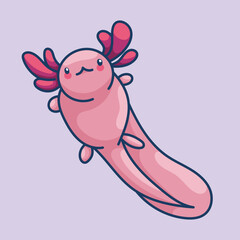 Axolotl in kawaii style, cute cartoon character
