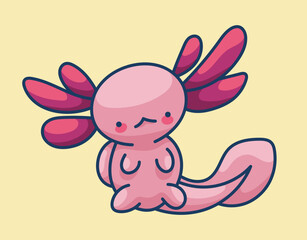 Axolotl in kawaii style, cute cartoon character
