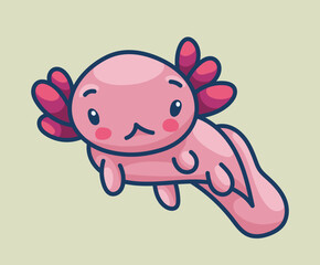 Axolotl in kawaii style, cute cartoon character
