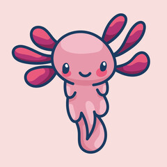 Axolotl in kawaii style, cute cartoon character
