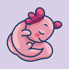 Axolotl in kawaii style, cute cartoon character
