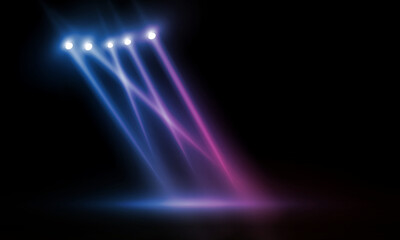 Colorful lights on the stage light floodlights vector design.