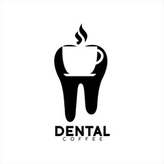 Vector unique coffee design logo with teeth concept.