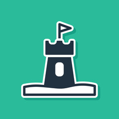 Blue Sand tower icon isolated on green background. Vector