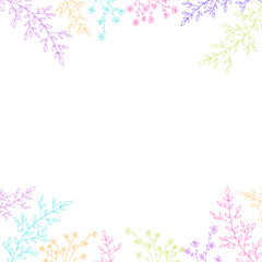 Abstract background colorful border flower and branch isolated white