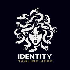 modern medusa of gorgon logo © val1982