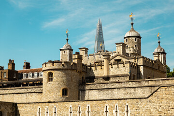 The view of Tower Of London with the Shard in the background