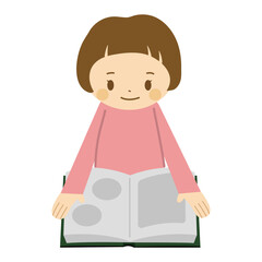 読書する子ども_女の子_本を開く