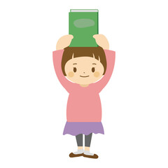 読書する子ども_女の子_本を掲げる