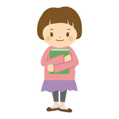 読書する子ども_女の子_本を抱える