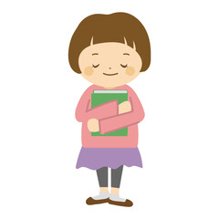 読書する子ども_女の子_本を抱きしめる