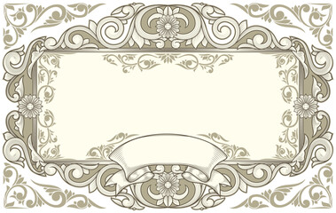 Decorative ornate monochrome retro floral blank card