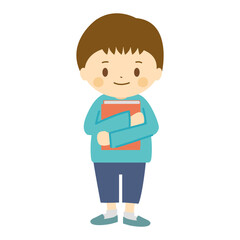 読書する子ども_男の子_本を抱える