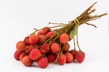 fresh lychee red fruit on a white background