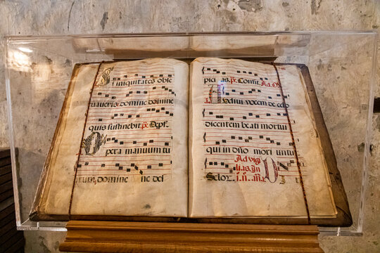 Antiphonary choral book in the Monastery of Saint Mary of Carracedo, El Bierzo, Spain