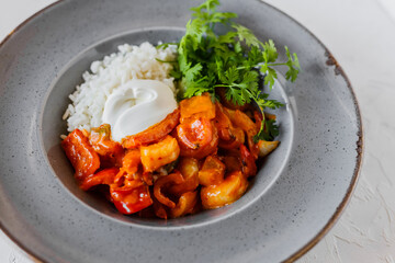 Delicous Homemade Chicken Curry Dish with Rice