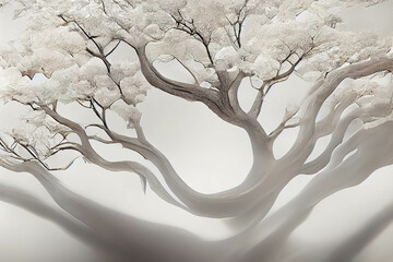  minimalist Japanese nature art for mediation , white on white with negative space works as soft background or decoration prints  generative ai  