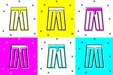 Set Pants icon isolated on color background. Trousers sign. Vector