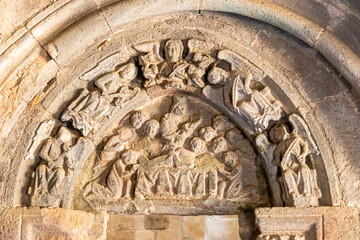 Tympanum in the Royal Palace of the Monastery of Saint Mary of Carracedo, Spain