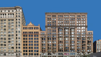 Chicago, facades of old buildings in the Loop, all constructed in the 19th century