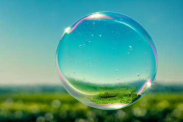 Bubble containing plant life, digital art