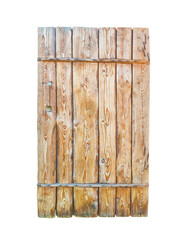 Wooden textured planks door with cracks and holes isolated transparent png