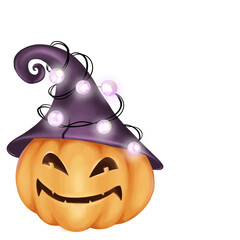 illustration for halloween composition with pumpkins