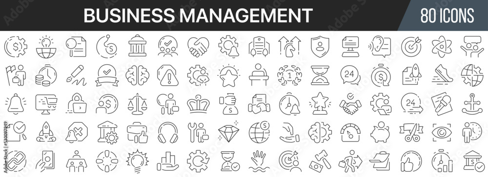 Aufkleber Business management line icons collection. Big UI icon set in a flat design. Thin outline icons pack. Vector illustration EPS10