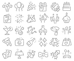 Holiday and celebrate line icons collection. Thin outline icons pack. Vector illustration eps10