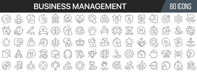 Business management line icons collection. Big UI icon set in a flat design. Thin outline icons pack. Vector illustration EPS10