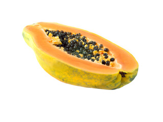 Ripe orange papaya half isolated transparent png