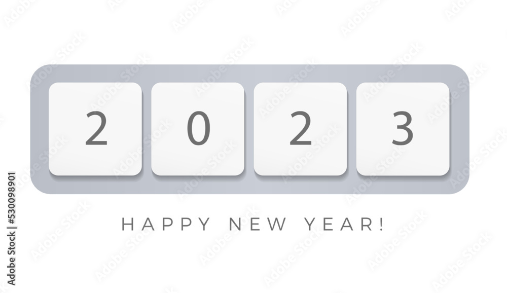 Poster 2023 numbers keyboard part in minimalistic style. happy new year event poster, greeting card cover, 