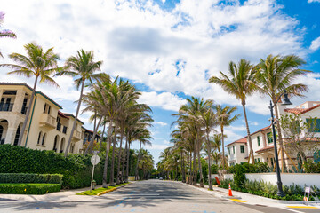 Fototapeta na wymiar suburb residence with houses and villas in palm beach
