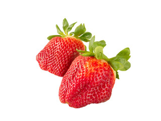 Two large ripe strawberries isolated transparent png