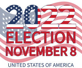 Day of mid-term elections. Vote 2022 USA, banner design. Political election campaign