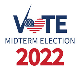 Day of mid-term elections. Vote 2022 USA, banner design. Political election campaign