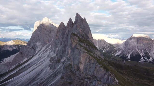 Odle Mountain Group from Seceda Aerial View, Italian Dolomites South Tyrol, Italy