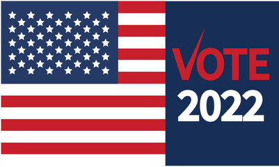 Day of mid-term elections. Vote 2022 USA, banner design. Political election campaign