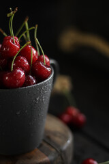 Cherries in a bowl, macro.