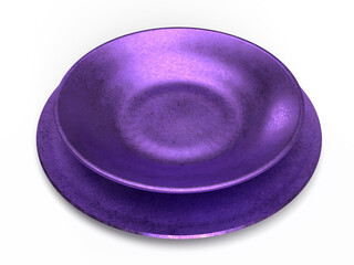 陶器製の2枚の丸皿のフォトリアル3Dイラストレーション