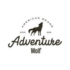 Vector roaring wolf logo design, retro style, badge, design elements, logotype template. vector illustration