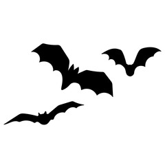 Halloween black bats flying silhouettes 