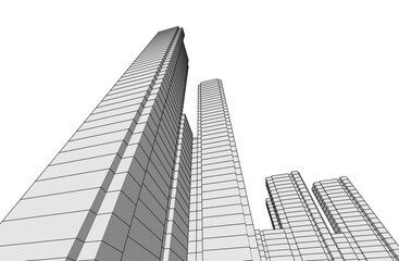 Fototapeta premium City on white background 3d illustration