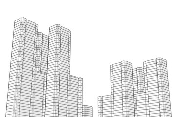 Fototapeta premium City on white background 3d illustration