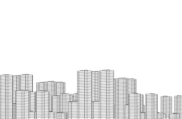 City on white background 3d illustration