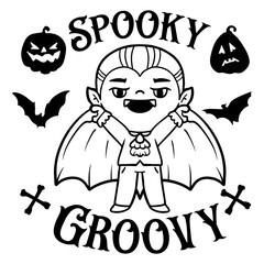 Retro Ghost Halloween design t-shirt design. Cute cartoon. vintage  illustration